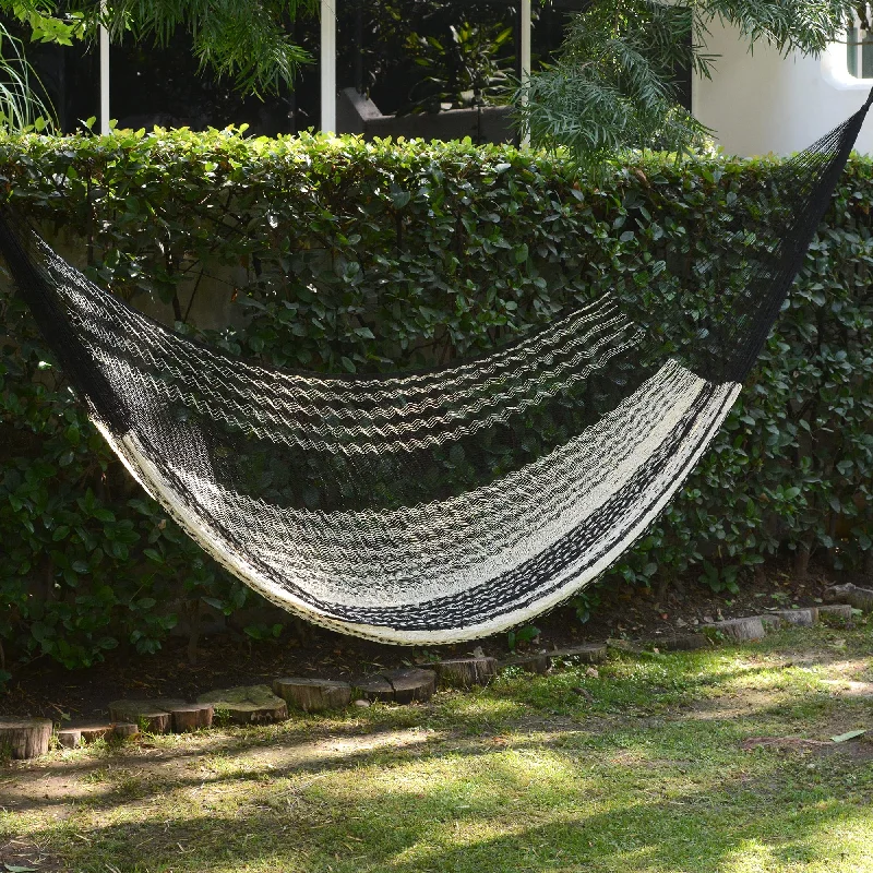 - Degradable pet feces bagNight Stripes Black & Ivory Hand Woven Hammock from Mexico