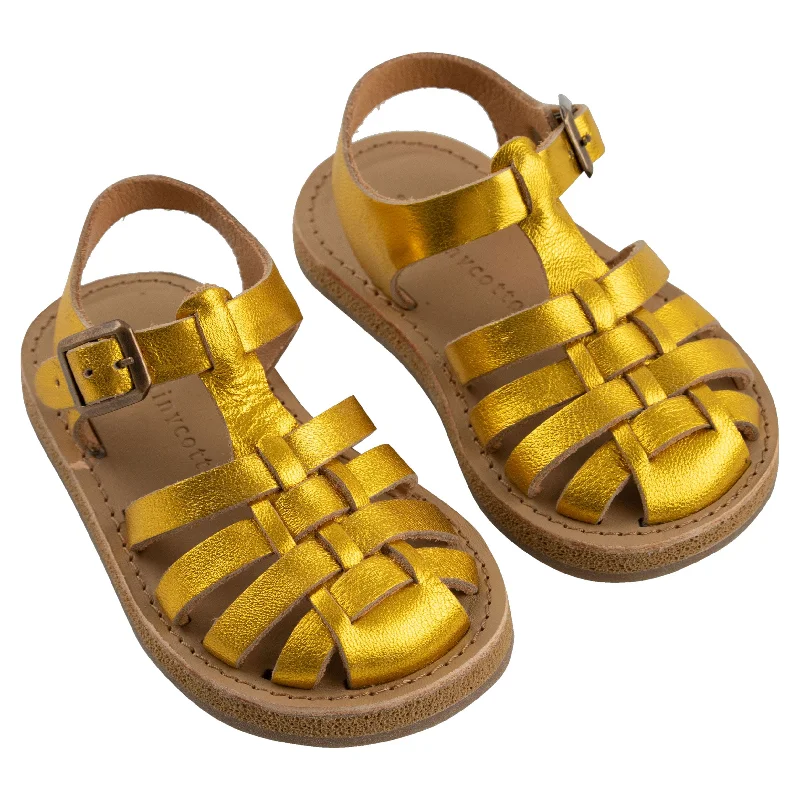 ---Tiny Cottons Lemon Metallic Braided Sandals