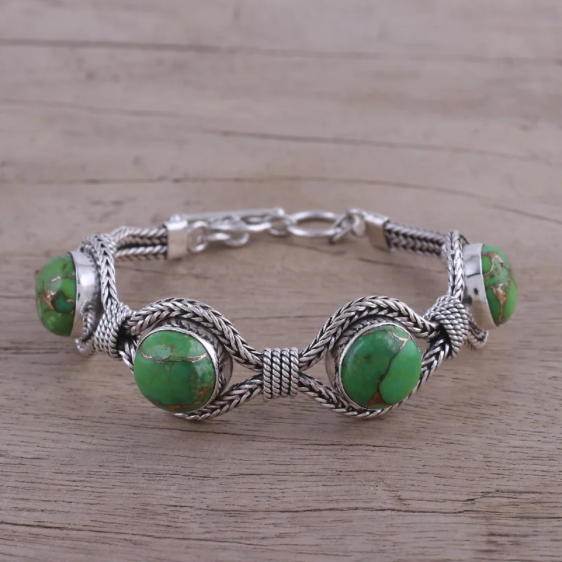 - Summer pet ice matHeavenly Greens India Modern Green Composite Turquoise and Silver Bracelet