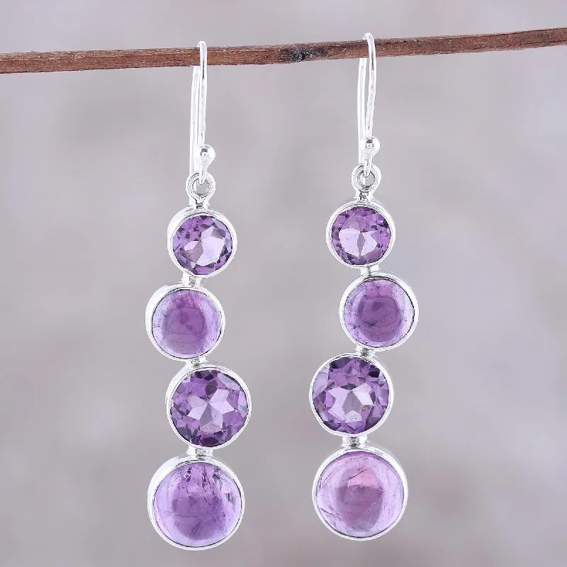 - Cat anti-jump window safety netPurple Raindrops Round Faceted Amethyst and Sterling Silver Dangle Earrings