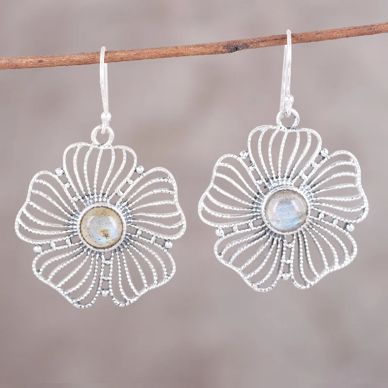 - Summer pet ice matCelestial Flowers Sterling Silver Labradorite Celestial Floral Dangle Earrings