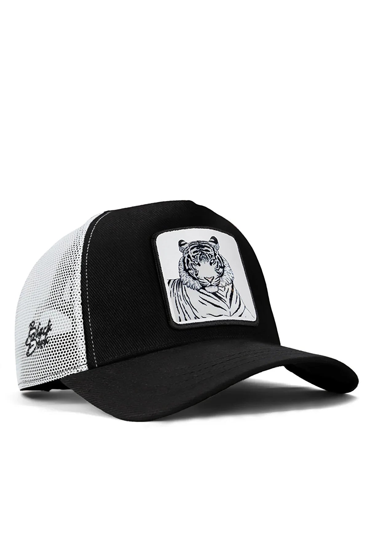 ---BlackBörk Men's Black-white Baseball Trucker Bengal Tiger Hats