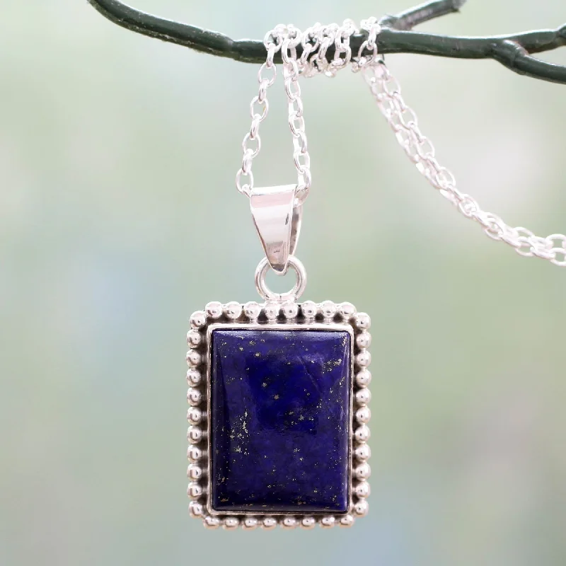 ---Good Will Spirit 925 Sterling Silver Necklace from India with Lapis Lazuli