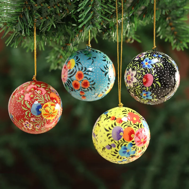 - Foldable and portable cat bagFloral Beauty Hand Painted Multicolored Floral Ornaments (Set of 4)