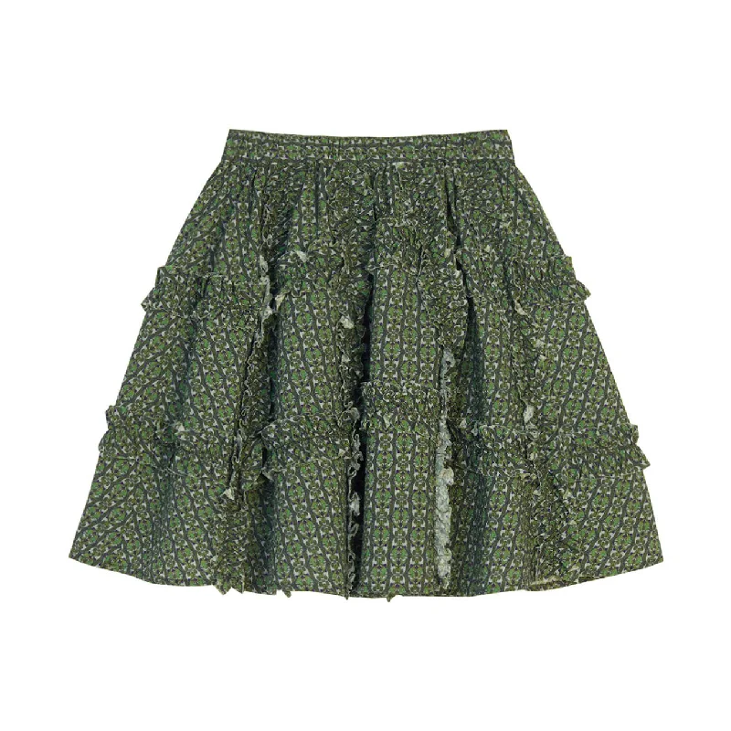 Pet ProductsJNBY Green Multi Pattern Skirt With Ruffle Bottom