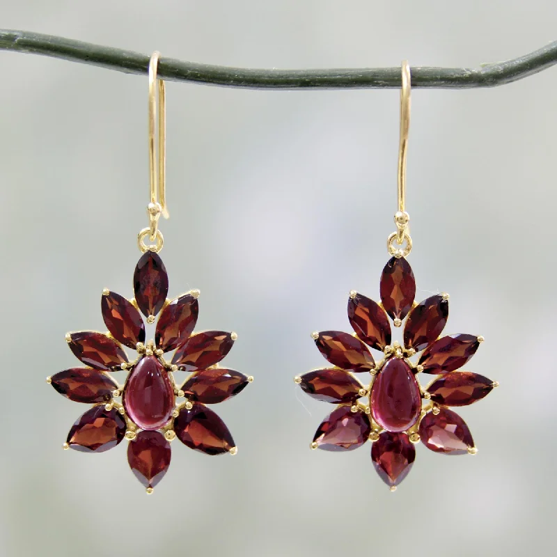  -Non-contact cat thermometerClaret Sunburst Hand Crafted 18k Gold Plated Earrings with Garnets