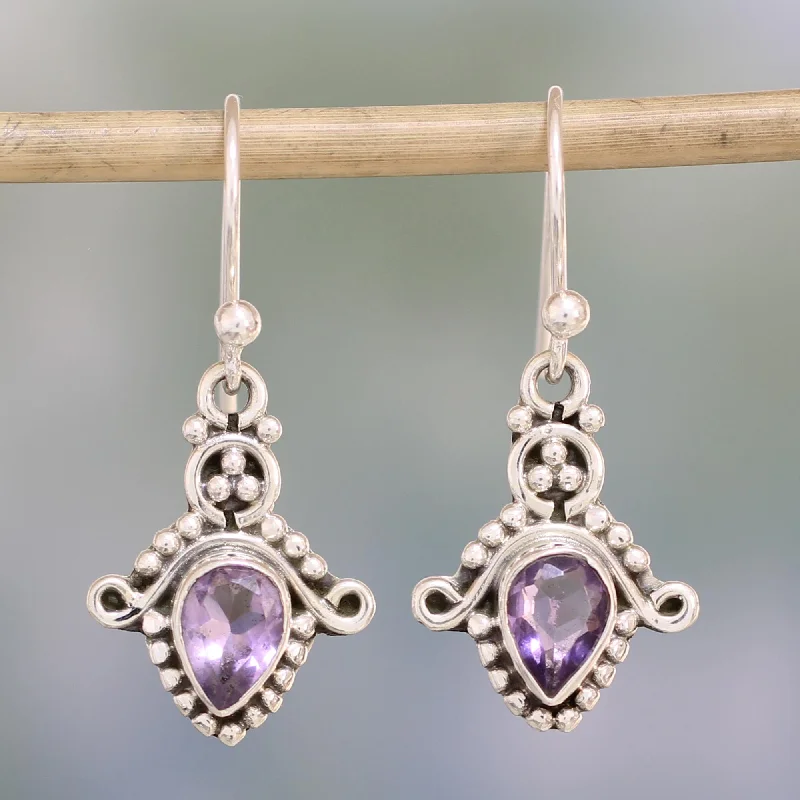 - Car dog seat beltDotted Delight Amethyst and Sterling Silver Teardrop Earrings from India