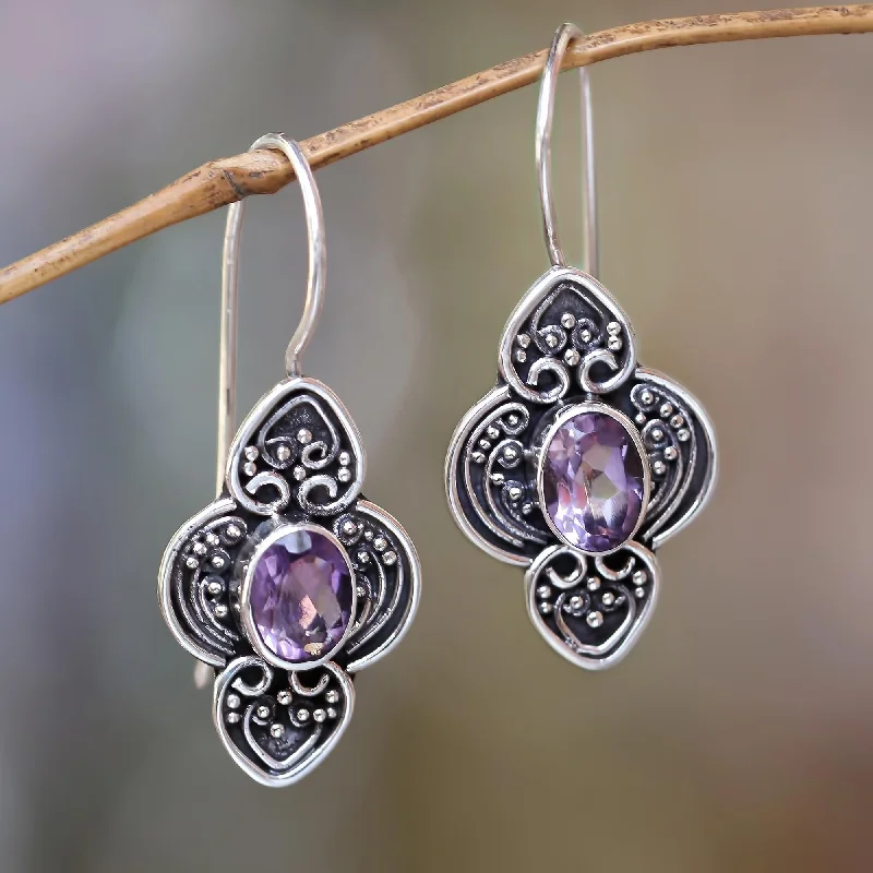 - Summer pet ice matPurple Water Hyacinth Balinese Amethyst and Sterling Silver Dangle Earrings