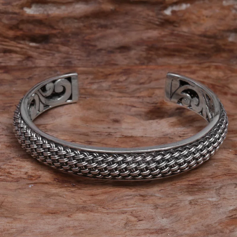 - ​​Christmas pet Christmas clothingWoven Chains Hand Crafted Sterling Silver Cuff Bracelet from Indonesia