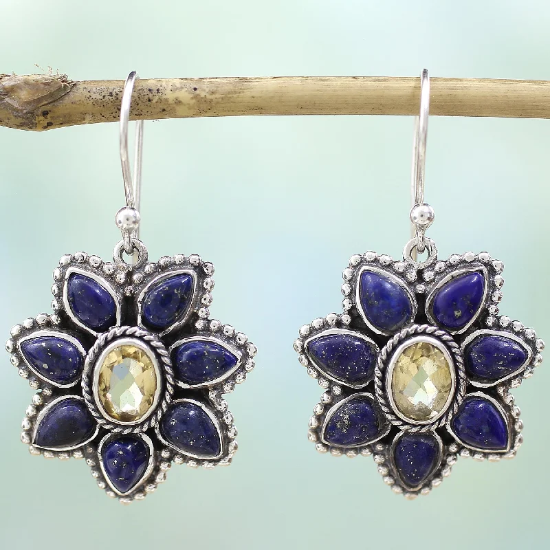 - Winter warm clothes for short-haired dogsGeranium Blossoms Lapis Lazuli Citrine Floral Dangle Earrings from India