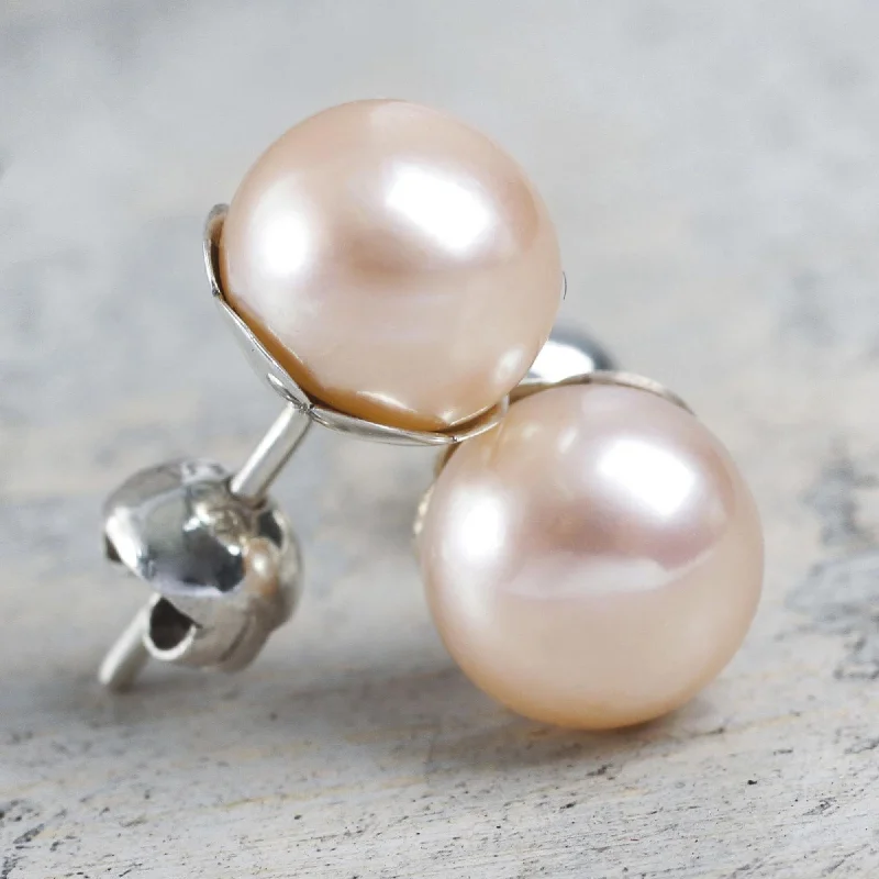 - Custom pet birthday cakePink Nascent Flower Pink Cultured Pearl Handcrafted Stud Earrings from Peru