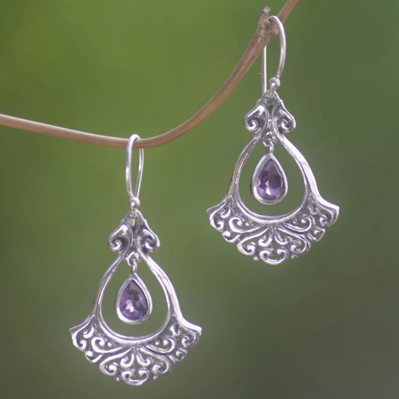  -Non-contact cat thermometerSacred Tears in Purple Sterling Silver Amethyst Dangle Earrings from Indonesia