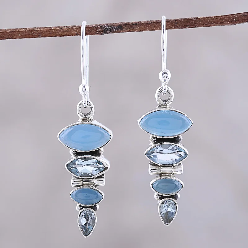 - Pet fence foldable indoorFalling Stars Blue Topaz and Chalcedony Sterling Silver Dangle Earrings