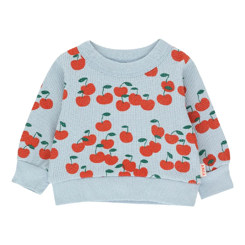 ---Tiny Cottons Washed Blue/Summer Red Cherries Baby Sweatshirt