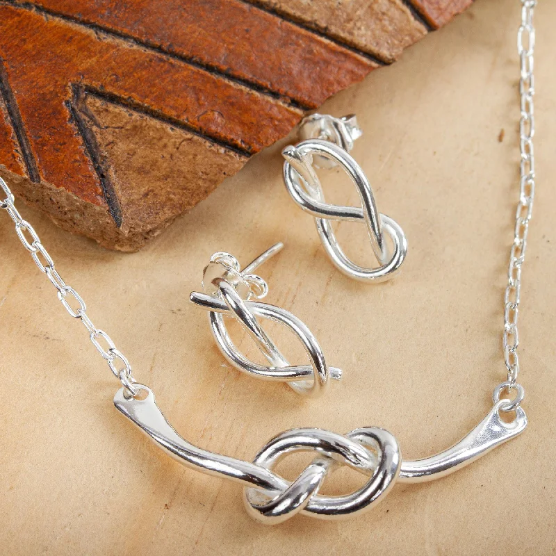 ---Taxco Knots Knot Motif Sterling Silver Jewelry Set from Mexico