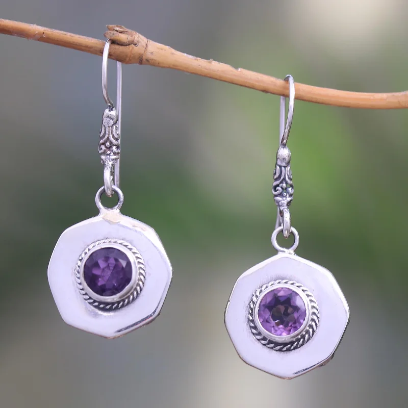 - Chinchilla cooling ice nest ceramic plateGleaming Lanterns Circular Amethyst Dangle Earrings from Bali