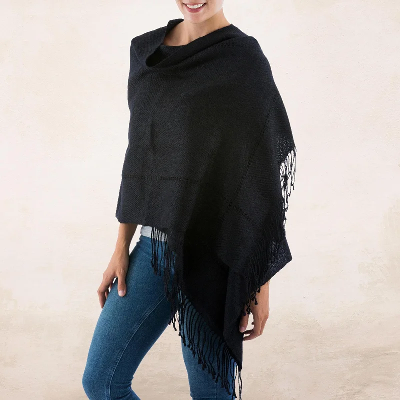  -Splash-proof food bowl AND Anti-choking slow food bowlTimeless in Black Black Baby Alpaca Handwoven Peruvian Shawl