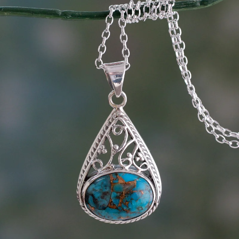 - Car dog seat beltDivine Sky Sterling Silver and Composite Turquoise Pendant Necklace