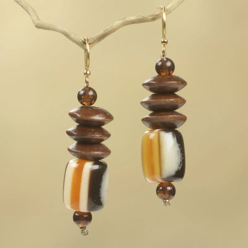 - Custom pet birthday cakeEdinam Wood Beaded Dangle Earrings Artisan Crafted Jewelry