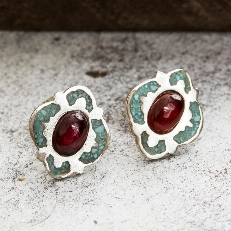 - Pet fence foldable indoorNocturnal Gala Garnet and Recon. Turquoise Stud Earrings from Mexico