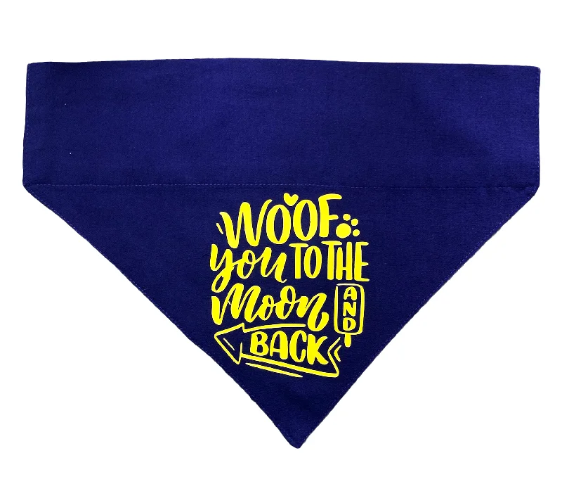 XX brand pet fashionDog Bandana: Woof You to the Moon and Back Quirky Bandana for Dogs (Blue)