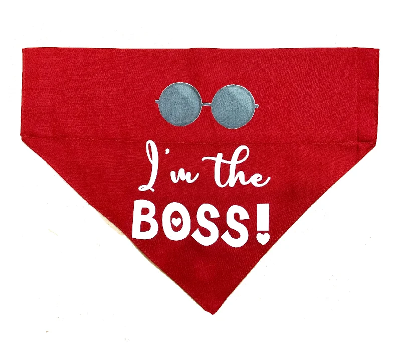 Pet retro style clothesDog Bandana: I'm The Boss Bandana for Dogs (Red)