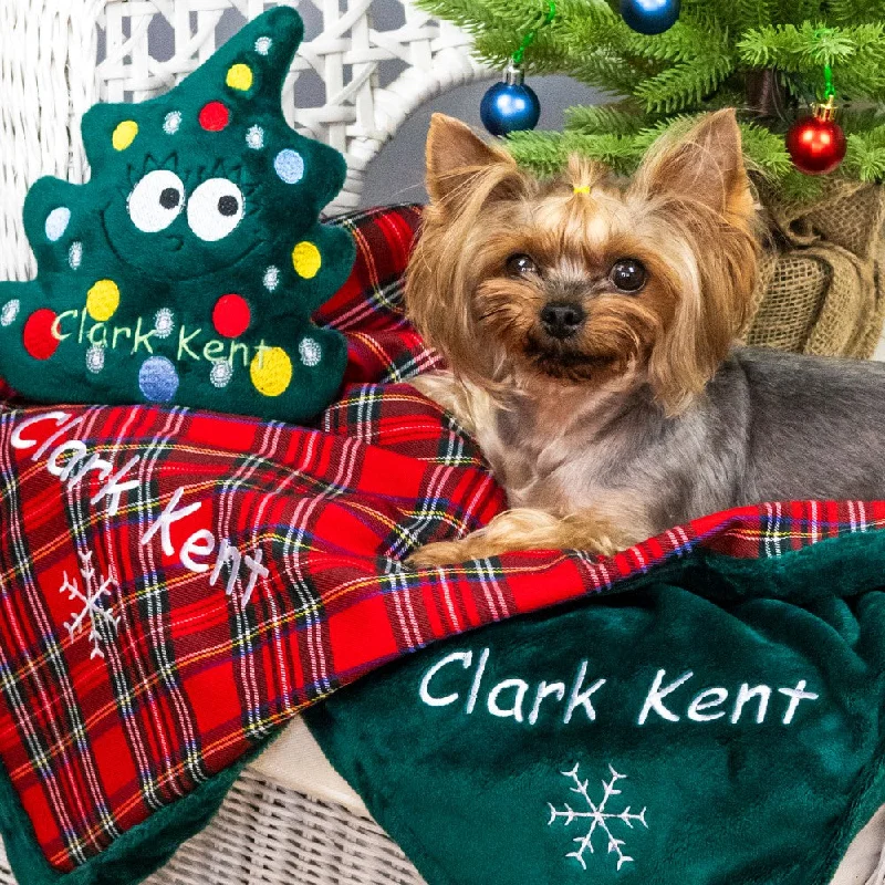 Classification by function or use:Christmas personalized dog blanket and toy with name embroidery